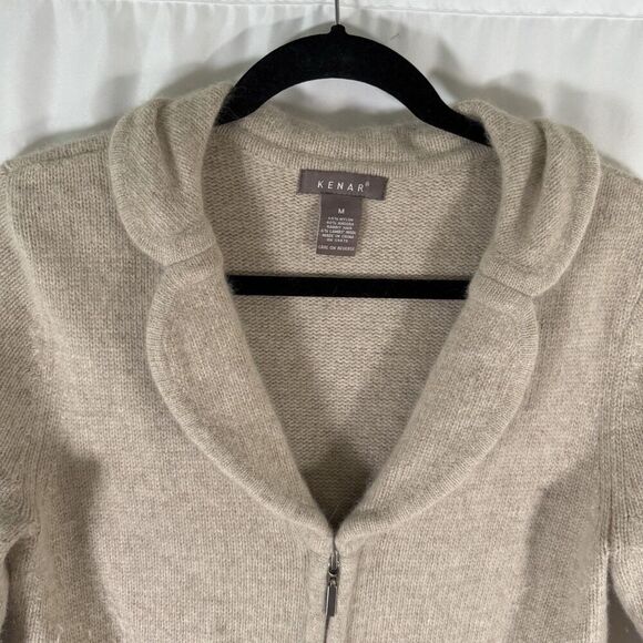 Kenar Sweater Cardigan Women's Medium Cream Rabbit Hair Lambs Wool Collared - Picture 2 of 13